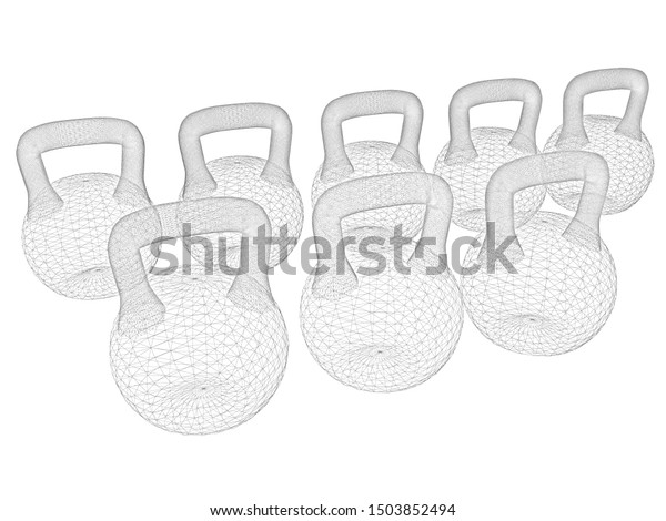 Set Sports Items Weights 3d Illustration Stock Illustration 1503852494