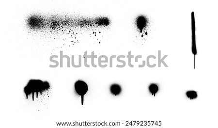Set of Spray splashes, drips, lines. Graffiti style splashes and splatters. Abstract graffiti shapes.Grunge style shapes.