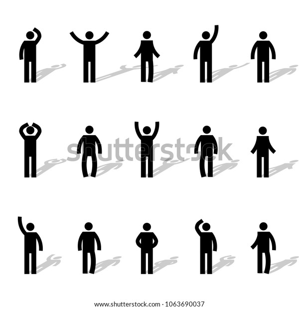 Set Stick Figures Black Mens Silhouettes Stock Illustration 1063690037 ...