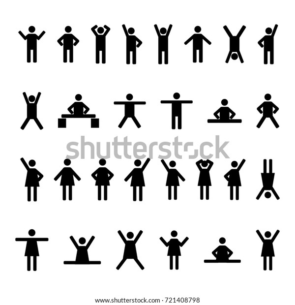 Set Stick Figures Black Woman Men Stock Illustration 721408798