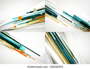 Set of straight lines design abstract backgrounds. Geometric shapes, stripes on light layout with copyspace