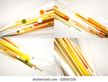 Set of straight lines design abstract backgrounds. Geometric shapes, stripes on light layout with copyspace