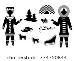 set in the style of a flat design on the theme of Eskimo.
