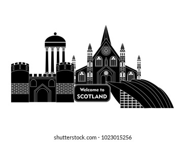 set in the style of a flat design on the theme of scotland.