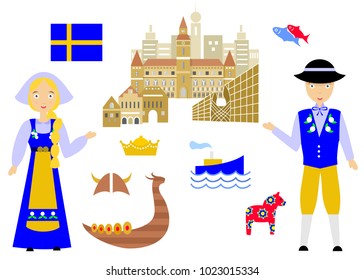 
set in the style of a flat design on the theme of sweden.