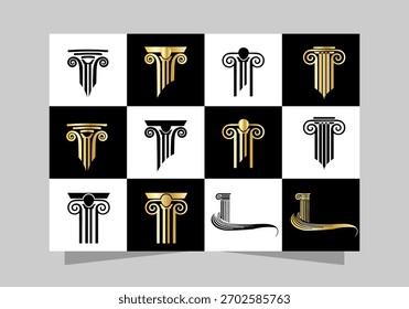 Set Stylized  Ionic Column logo,  Pillar Logo Template for Lawyer Firm  design