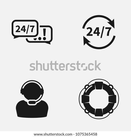 Set of support flat  icons isolated on white background. Call center illustration.