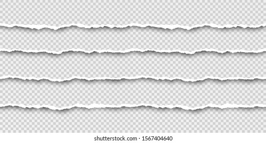 Set Of Tear Seamless Paper Stripes. Paper Texture With Damaged Edge. Illustration 