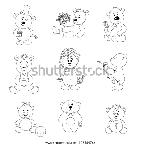 black and white teddy bears