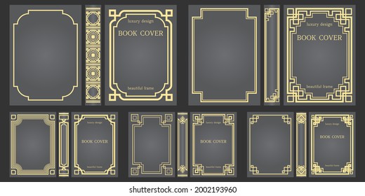 Set Of Template For Books Covers And Spine Design. Retro Frames. Art Deco Brochure Cover Design. Geometric Pattern. Rasterized Version.