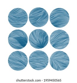 Set of texture circles. Grafic resource. Abstract shape. Blue spot.