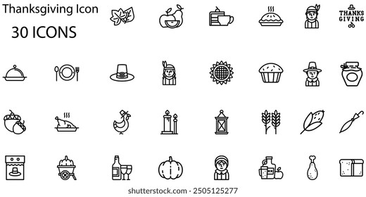 Set of Thanksgiving icons. Line art style icons bundle. vector illustration - Powered by Shutterstock