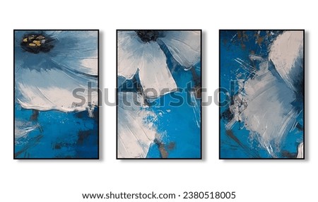 Set of three abstract creative hand drawn oil paintings. Art wall wallpaper. Golden texture. Strokes of paint. modern Art.