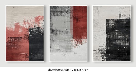 Set of three abstract creative minimalist hand drawn illustrations for wall decoration, wallpaper, posters, cards, murals, carpets, hangings, prints, etc.