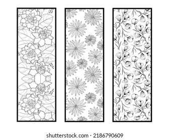 Set Three Bookmarks Black White Doodles Stock Illustration 2186790609 ...