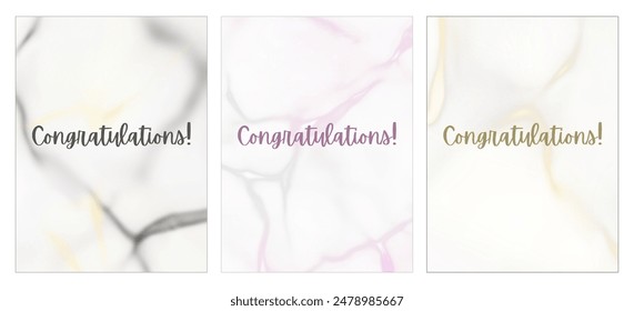 Set of three Congratulation Greeting Cards. Vector illustration isolated on a white background. Elegant minimalist design of Congrats cards. Luxury design congratulations card. Creative set 2. - Powered by Shutterstock