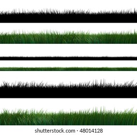 Set Of Three High Resolution 3d Green Grass With Alpha Mask