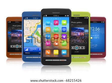 Set of touchscreen smartphones