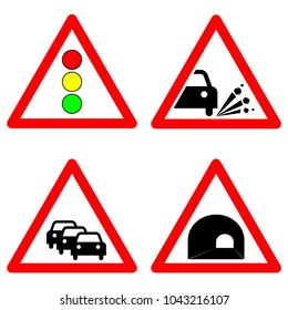 Set Traffic Signs Traffic Lights Gravel Stock Illustration 1043216107 ...