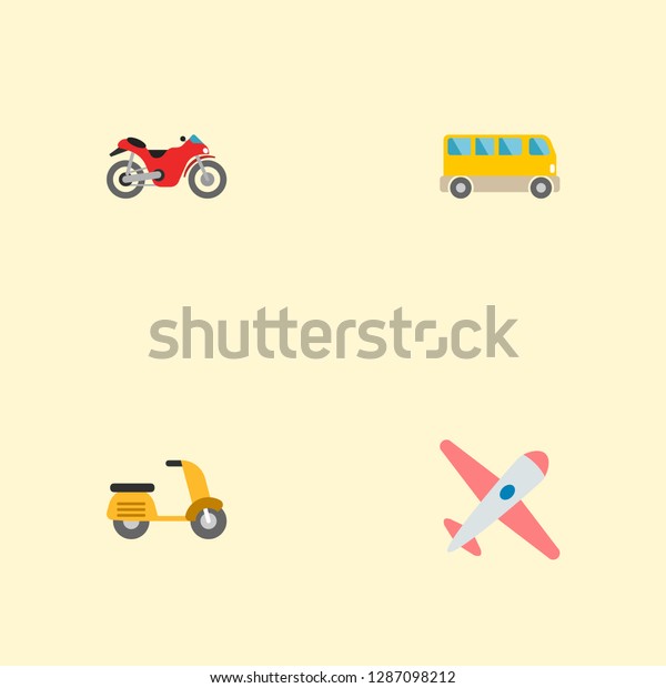 Set of transport icons flat style symbols with\
motorcycle, airplane, bus and other icons for your web mobile app\
logo design.