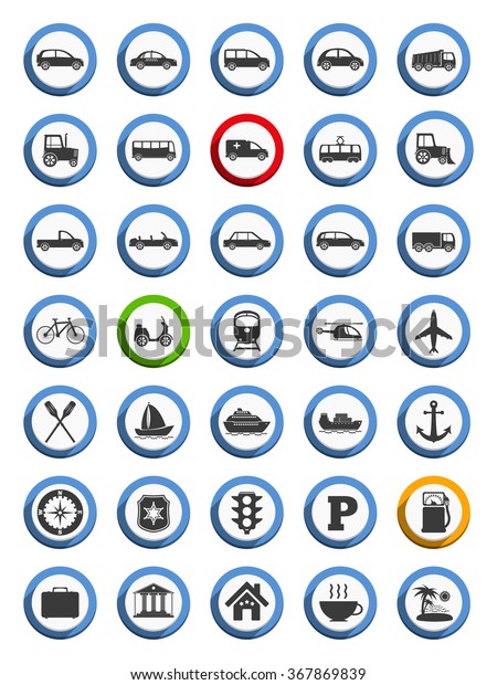 Set of transportation, nautical and travel icons,\
flat design