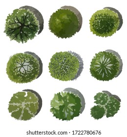 Set Of Tree Top View For Landscape Plan And Architecture Layout