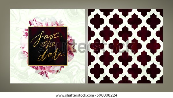 set-of-trendy-wedding-invitation-templae-and-the-same-style-pattern