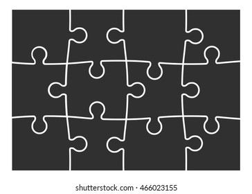 Set Of Twelve Puzzle Pieces.