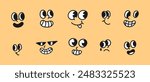 Set of Unique Cartoon Face Expressions with Different Emotions -  Illustration of Funny and Sad Faces with Sunglasses, Googly Eyes, and Various Mouths - Perfect for Emojis, Stickers, etc