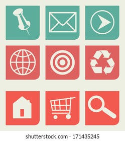 Set of unique flat web design icons with copy space.