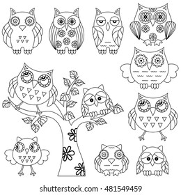 Cute Vector Collection Owls Illustration Eps Stock Vector (Royalty Free ...