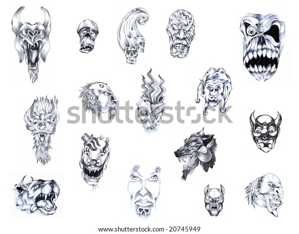 Set Various Patterns Tattoos Stock Illustration 20745949