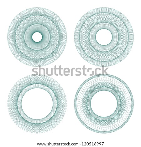 Set of vector guilloche rosettes certificate or diplomas, decorative elements (Raster version)