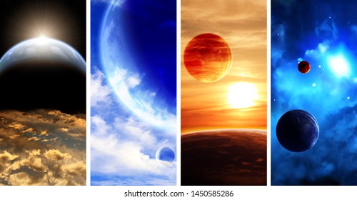 Set Vertical Space Banners Planets Nebula Stock Illustration 1450585286 ...