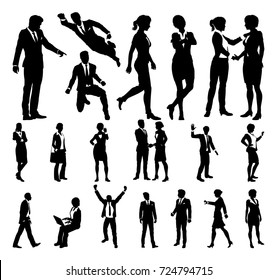 A Set Of Very High Quality Silhouette Business People 