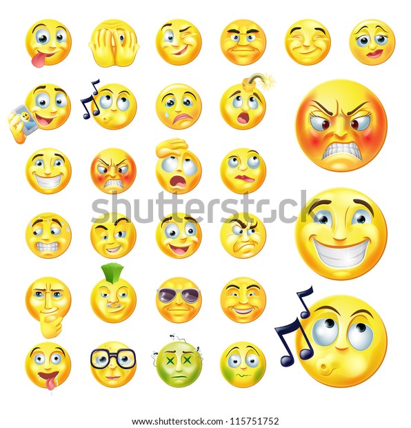 Set Very Original Emoticon Emoji Icons Stock Illustration 115751752 ...