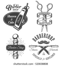 Set Vintage Barbershop Emblems Labels Badges Stock Vector (Royalty Free ...