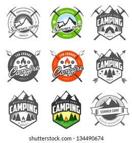 Set Of Vintage Camping Logo, Labels And Badges