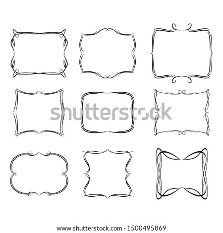 set of vintage frames on white background