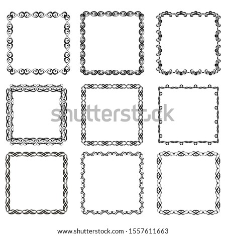 set of vintage frames on white background