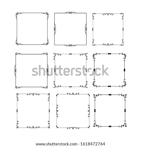 set of vintage frames on white background