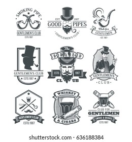 Collection Vector Vintage Barbershop Emblems Labels Stock Vector ...
