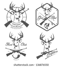 Set Of Vintage Hunting And Fishing Logo, Labels And Badges