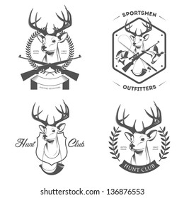 Set of vintage hunting and fishing logo, labels and badges