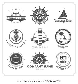 Set Of Vintage Nautical Labels, Icons And Design Elements