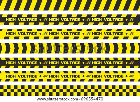 Set of warning tapes. For restriction and dangerous zones. Yellow and black.