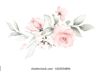 Watercolor Flowers Floral Illustration Leaf Buds Stock Illustration ...