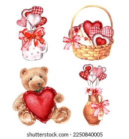 Set of watercolor cute illustrations for Valentine's day - Powered by Shutterstock