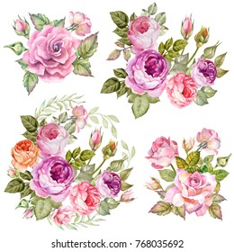 Set Watercolor Flowers Bouquets Stock Illustration 768035692 | Shutterstock