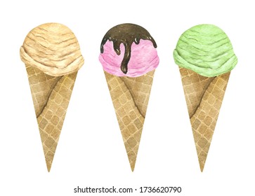 Chocolate Vanilla Strawberry Ice Cream Cone Stock Photo 552706018 ...